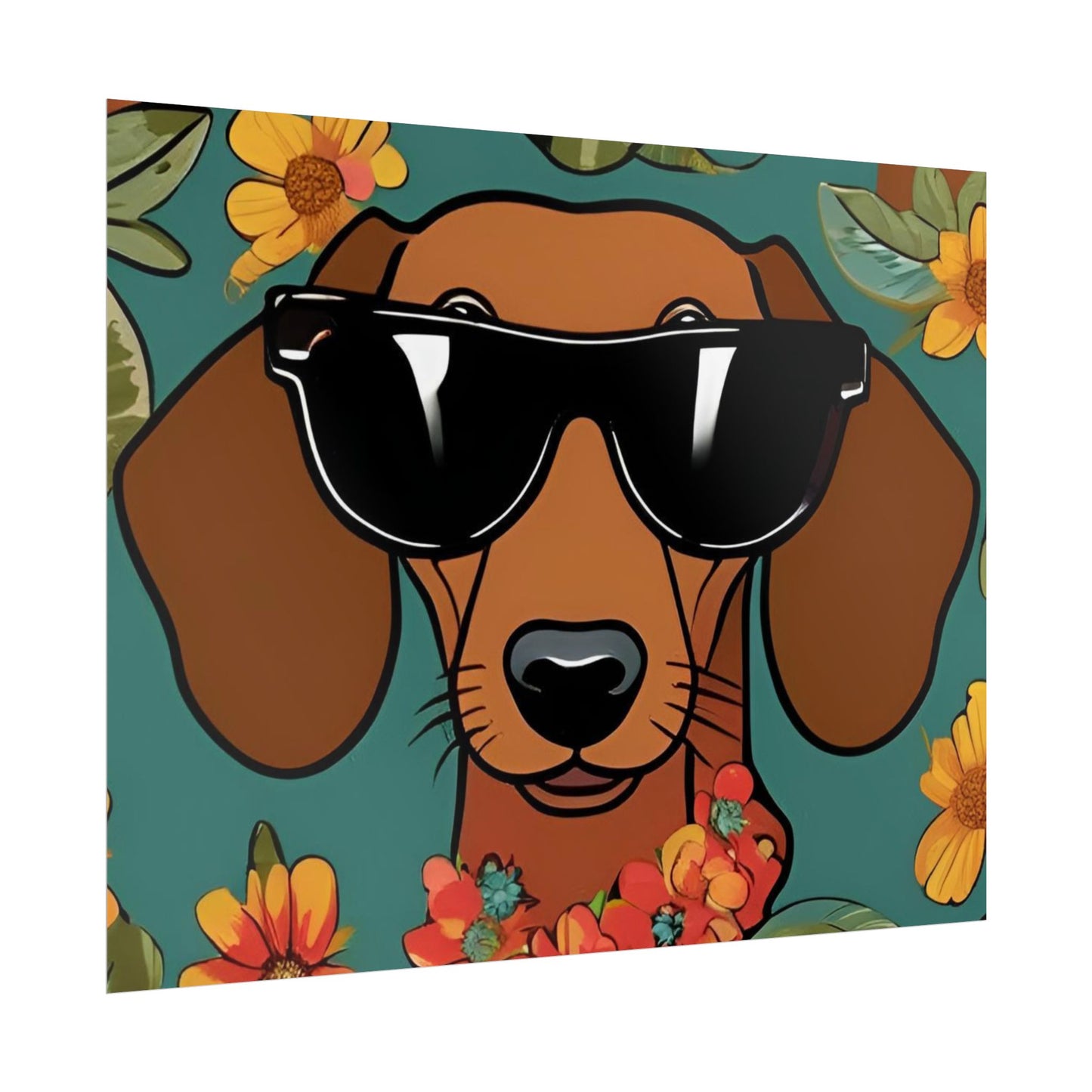 Dachshund Poster Dog Wall Art Animal Lover Game Room Decoration Weiner Dog Horizontal