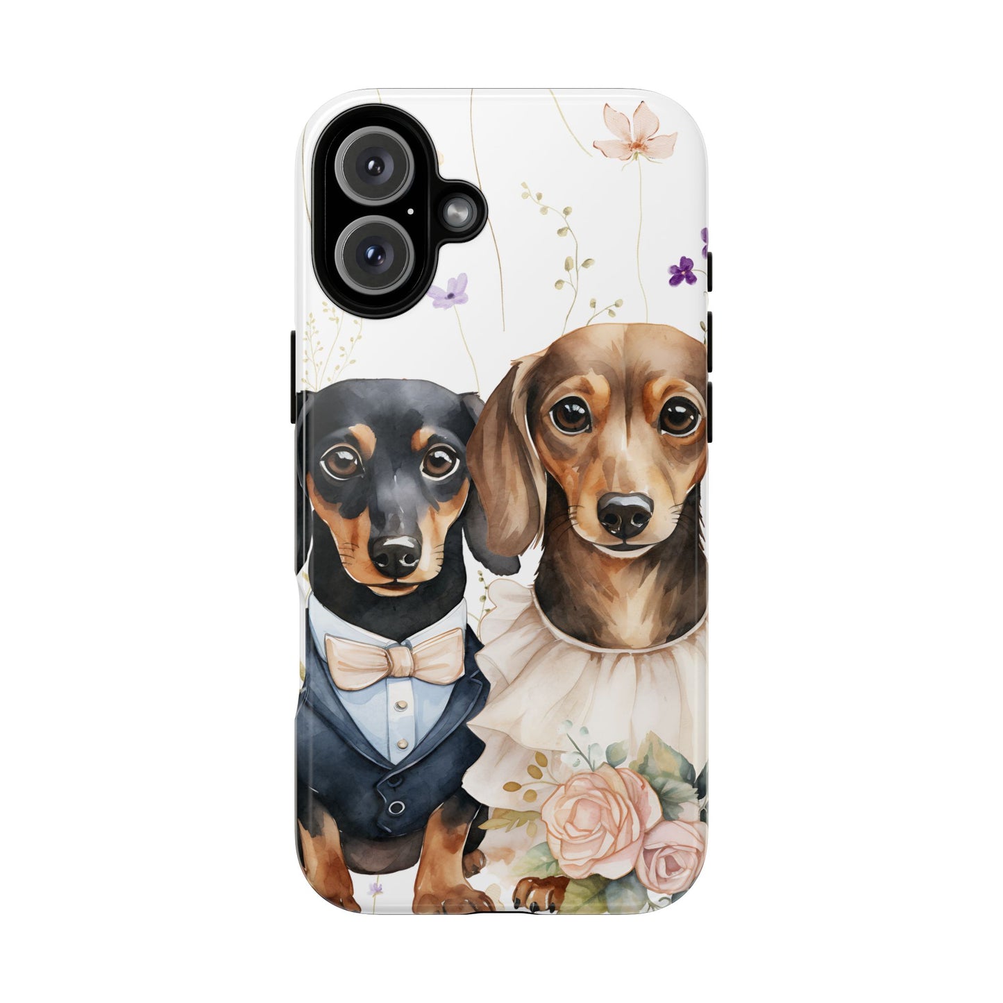 Wedding Dachshund Dog Phone Case - Bridal Gift Flower Girl Apple Pixel Galaxy