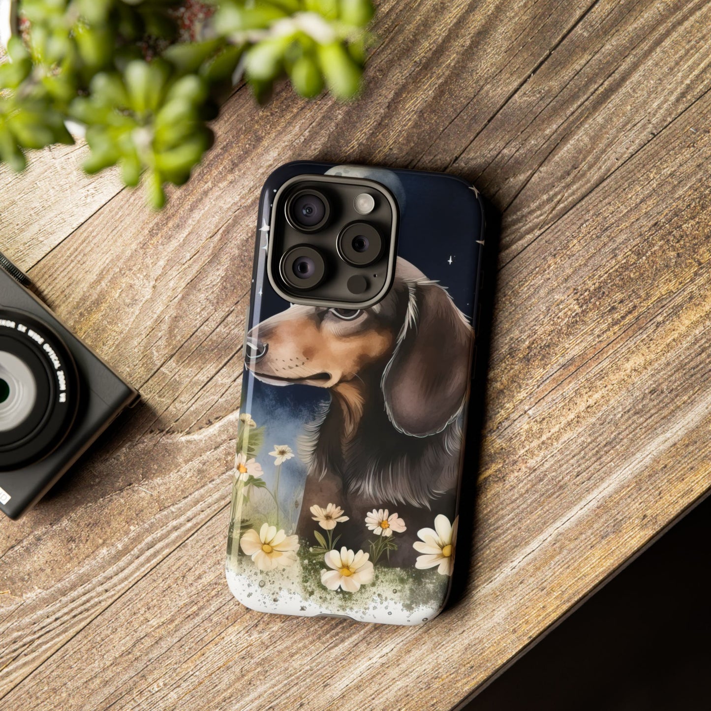 Vibrant Dachshund Moonlight Phone Case - Dog Apple Pixel Galaxy