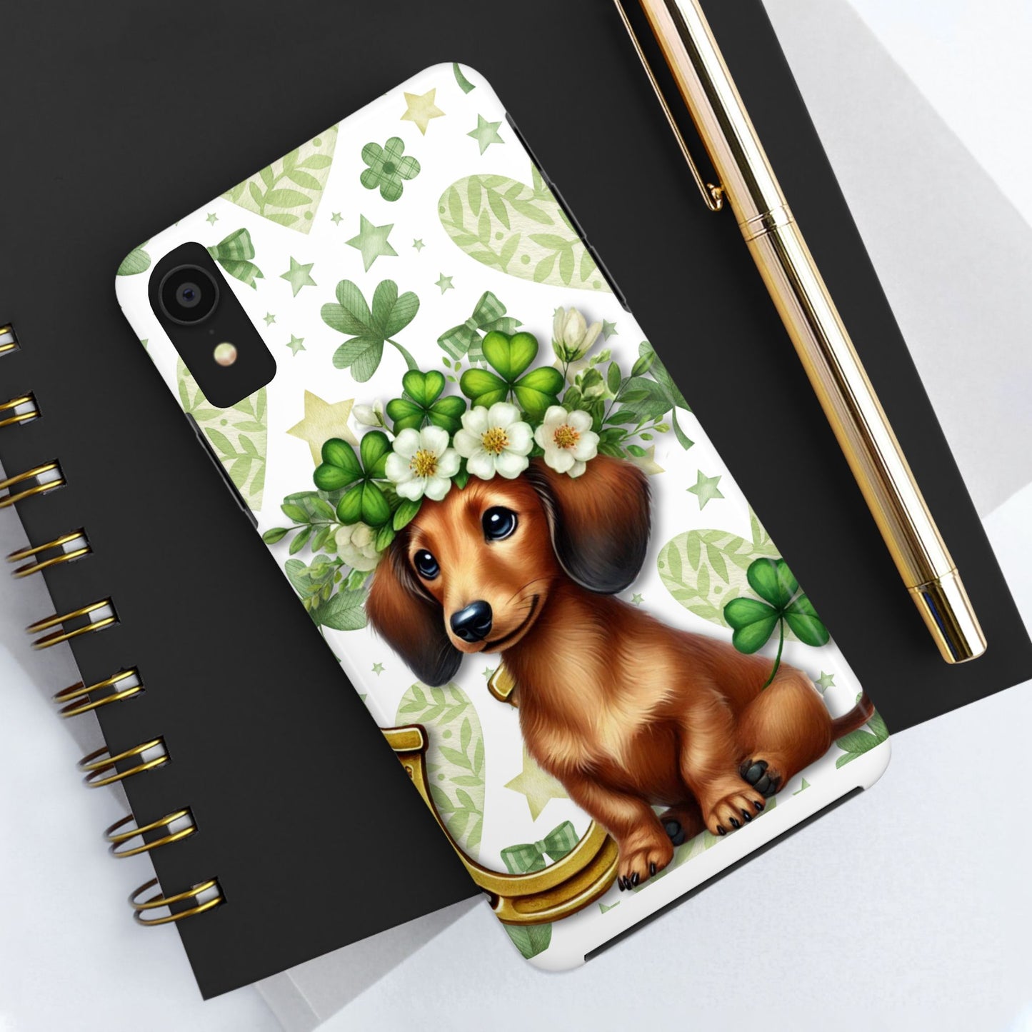 St Patricks Cute Dachshund Phone Case Dog Lover Gift Tough Phone Cover Patty