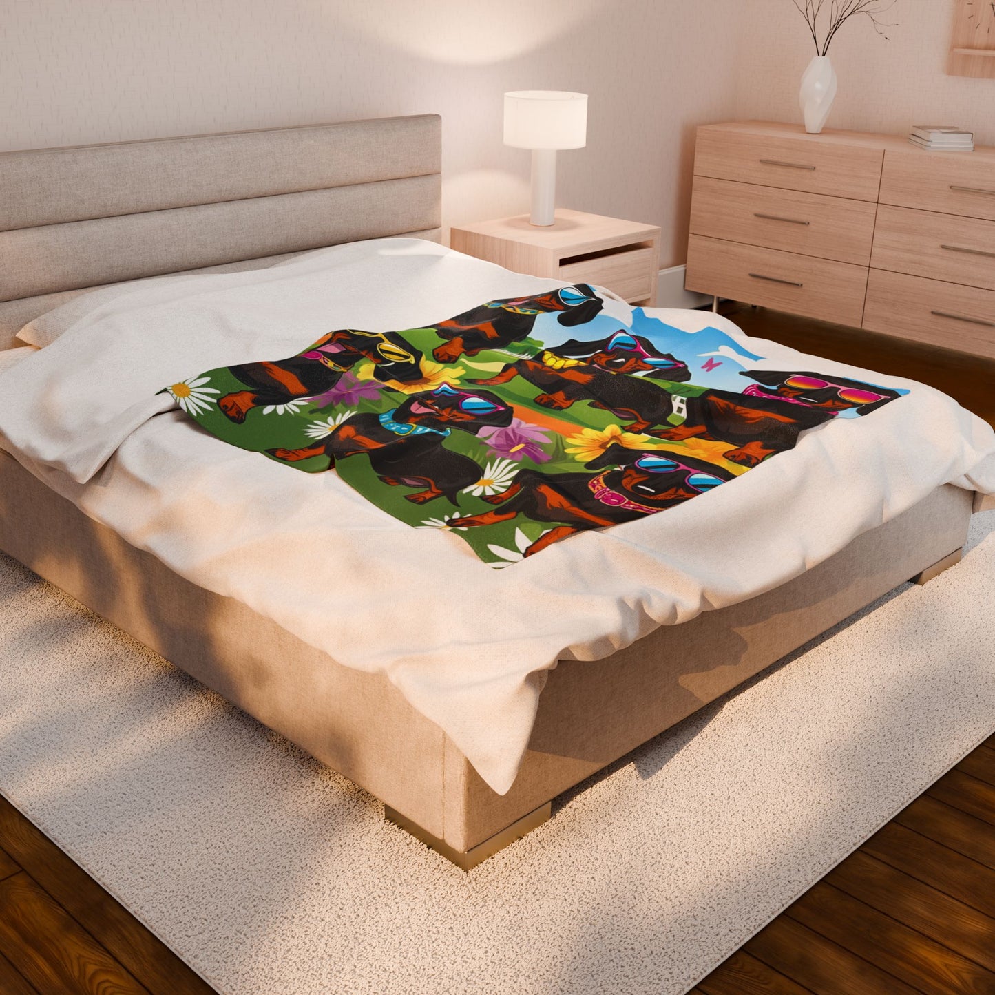 Vibrant Neon Dachshund Blanket, Cozy Throw, Dog Lover Gift, Animal Print Bedding, Weiner Dog