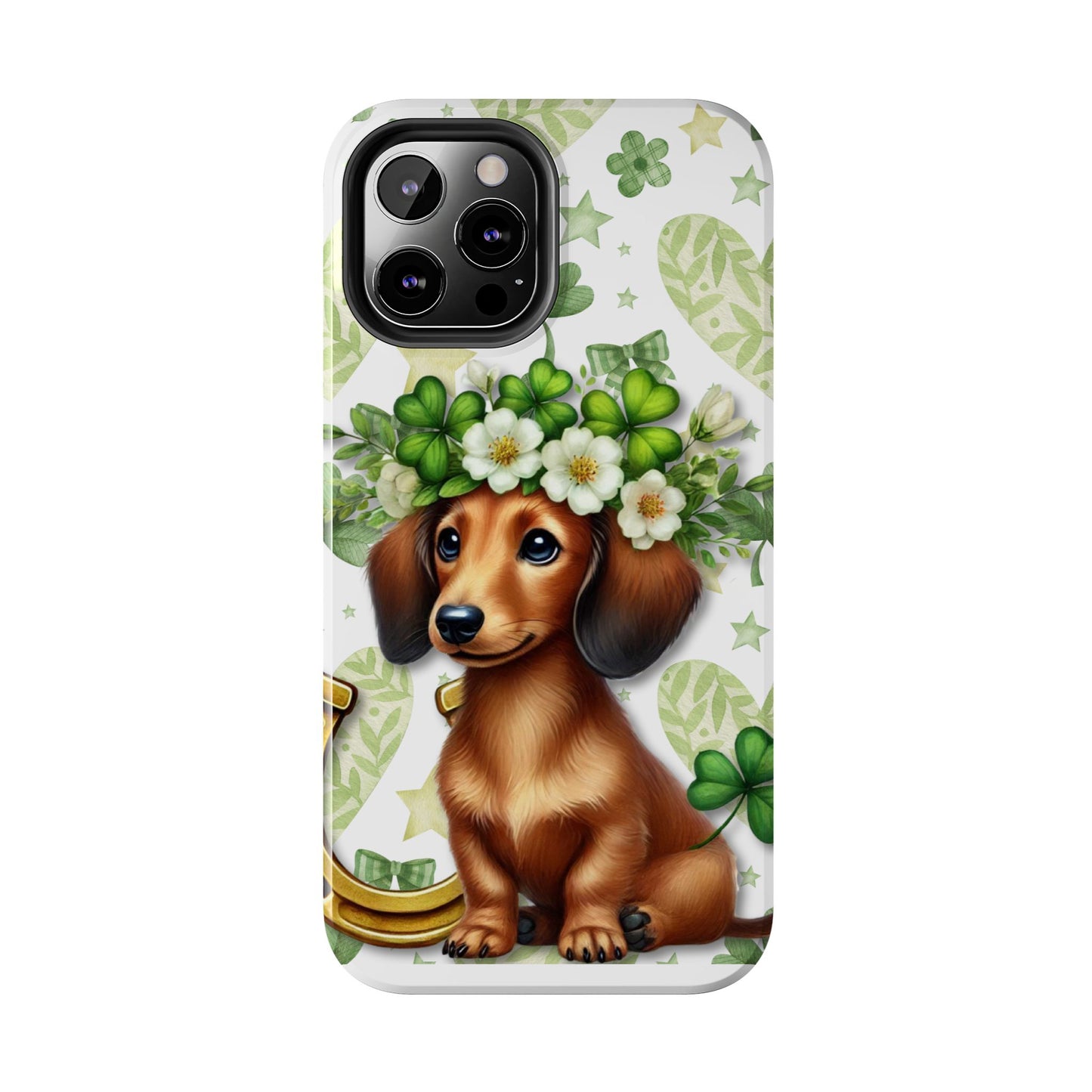 St Patricks Cute Dachshund Phone Case Dog Lover Gift Tough Phone Cover Patty