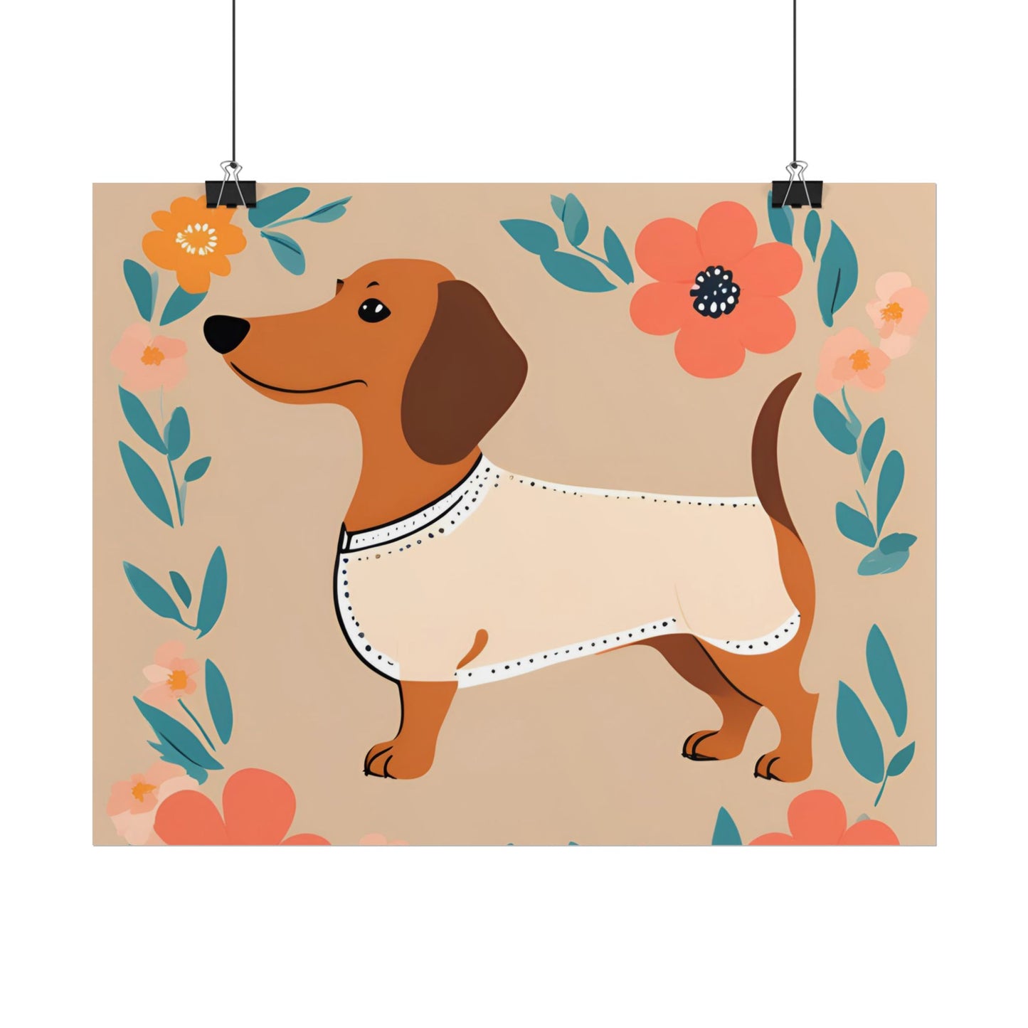 Sophisticated Dachshund Poster Dog Wall Art Animal Lover Game Room Decoration Weiner Dog Horizontal