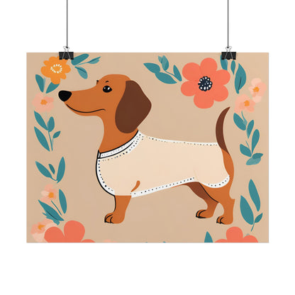 Sophisticated Dachshund Poster Dog Wall Art Animal Lover Game Room Decoration Weiner Dog Horizontal