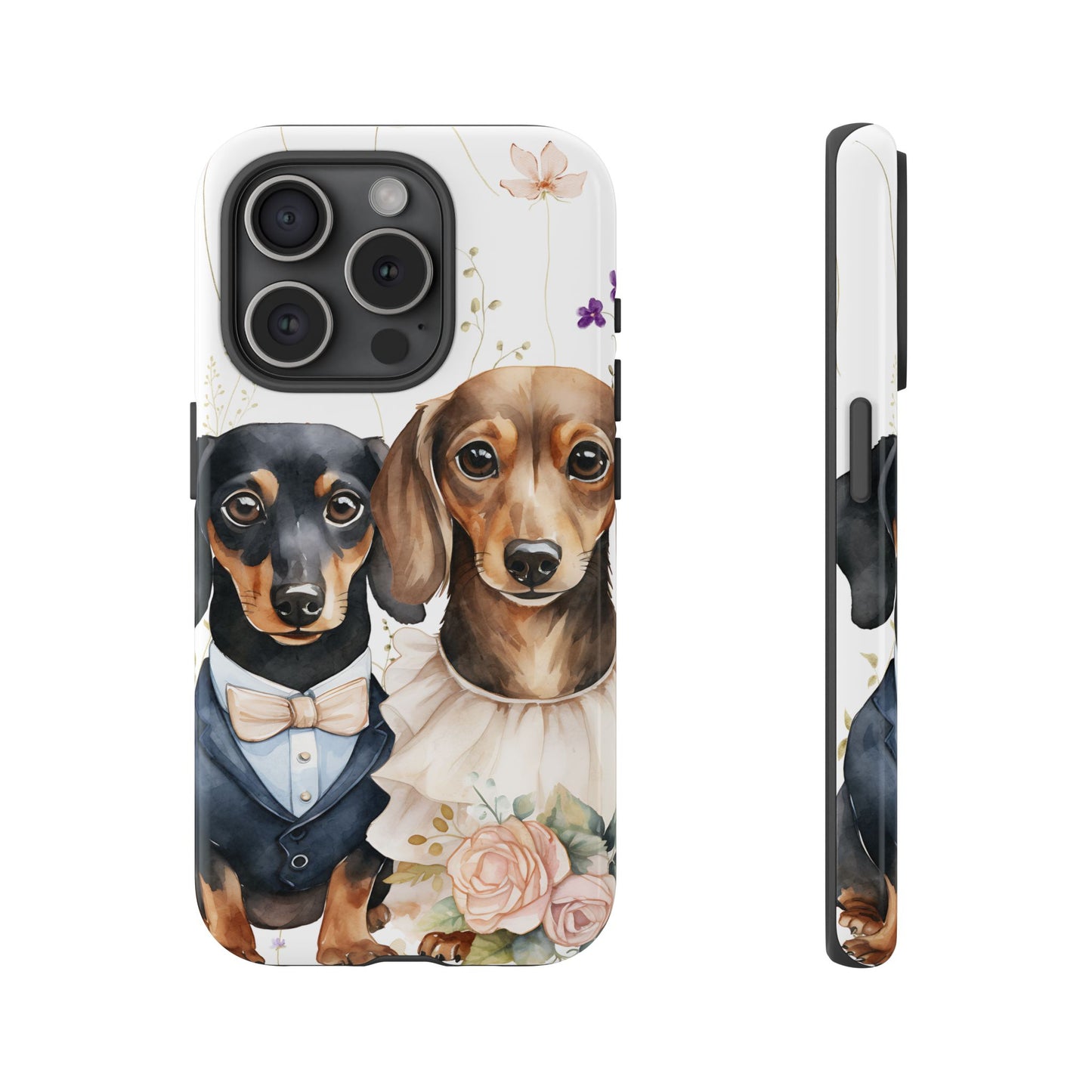 Wedding Dachshund Dog Phone Case - Bridal Gift Flower Girl Apple Pixel Galaxy