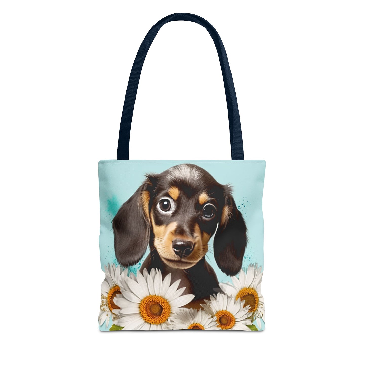 Adorable Black and Tan Dachshund Puppy Tote Bag Bright and Cheerful Weiner