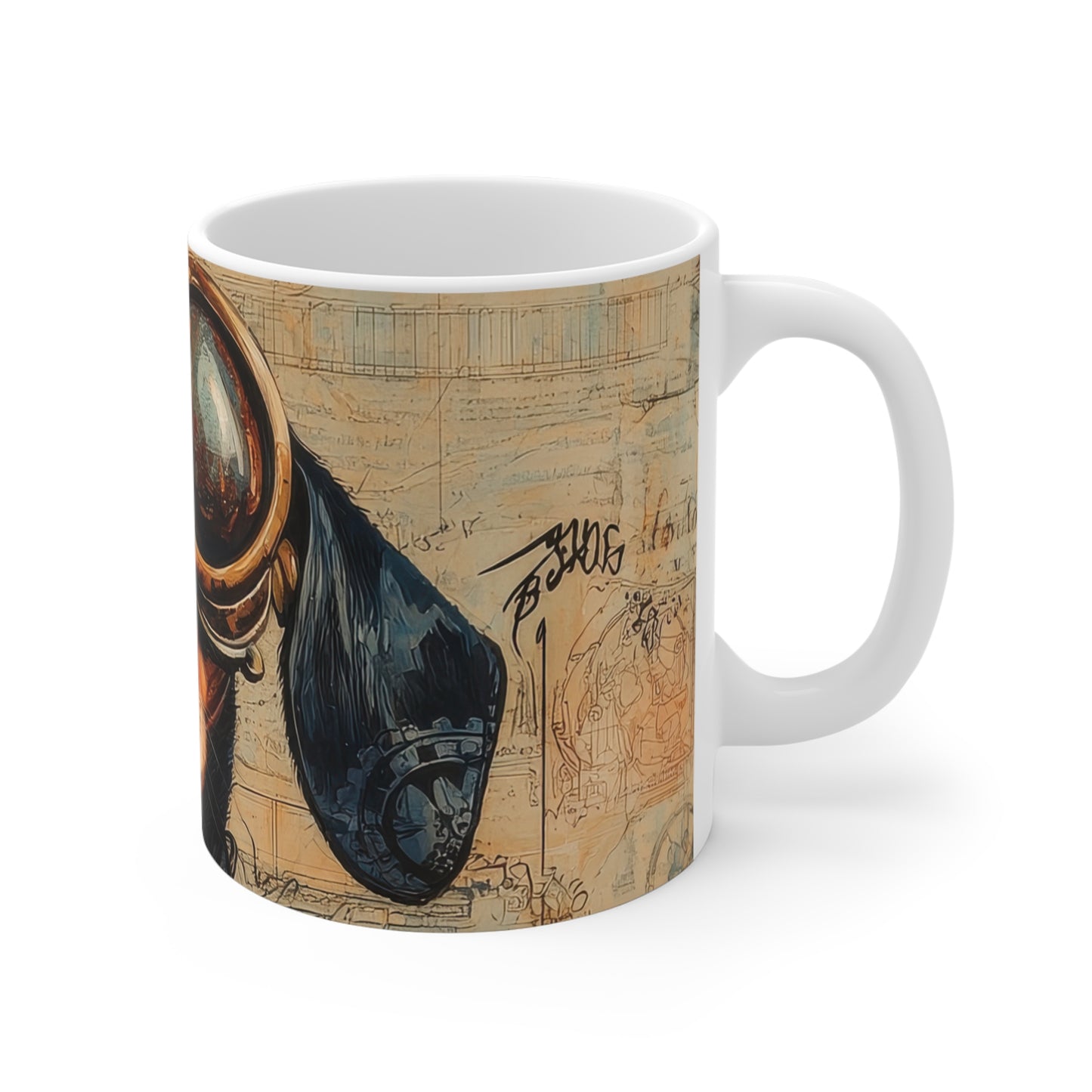 Steam Punk Dachshund Mug Cute Dog Lover Gift, Fun Coffee Cup Weiner Dog