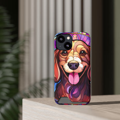 Stained Glass Dachshund Phone Case, Trendy Wallet Case for Dog Lovers, Cute Card Holder Cover