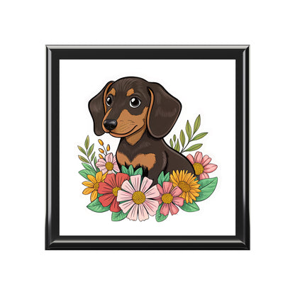 Large Wooden Floral Dachshund Jewelry Box - Pet Lover Gift Mothers Day