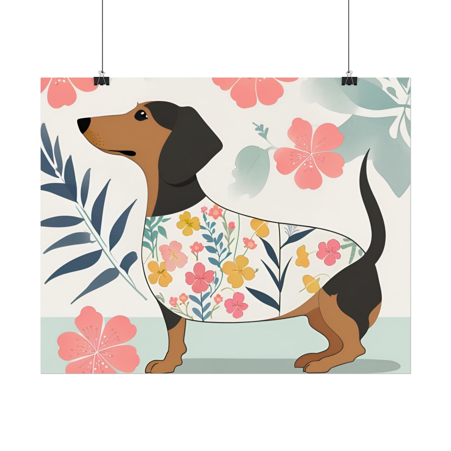 Sophisticated Dachshund Poster Dog Wall Art Animal Lover Game Room Decoration Weiner Dog Horizontal