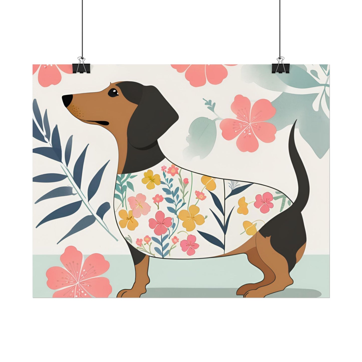 Sophisticated Dachshund Poster Dog Wall Art Animal Lover Game Room Decoration Weiner Dog Horizontal