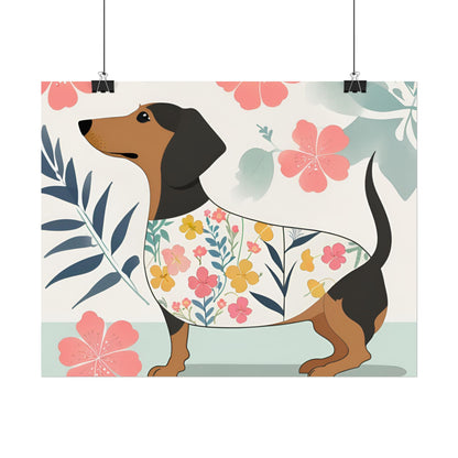 Sophisticated Dachshund Poster Dog Wall Art Animal Lover Game Room Decoration Weiner Dog Horizontal