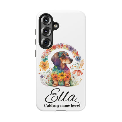 Personalized Dachshund Case for Pet Lovers Floral Phone Case Custom Name Phone