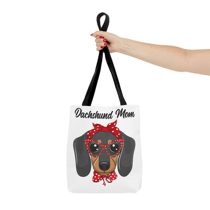 Retro Mom Black and Tan Dachshund Puppy Tote Bag Bright and Cheerful Weiner Doxie