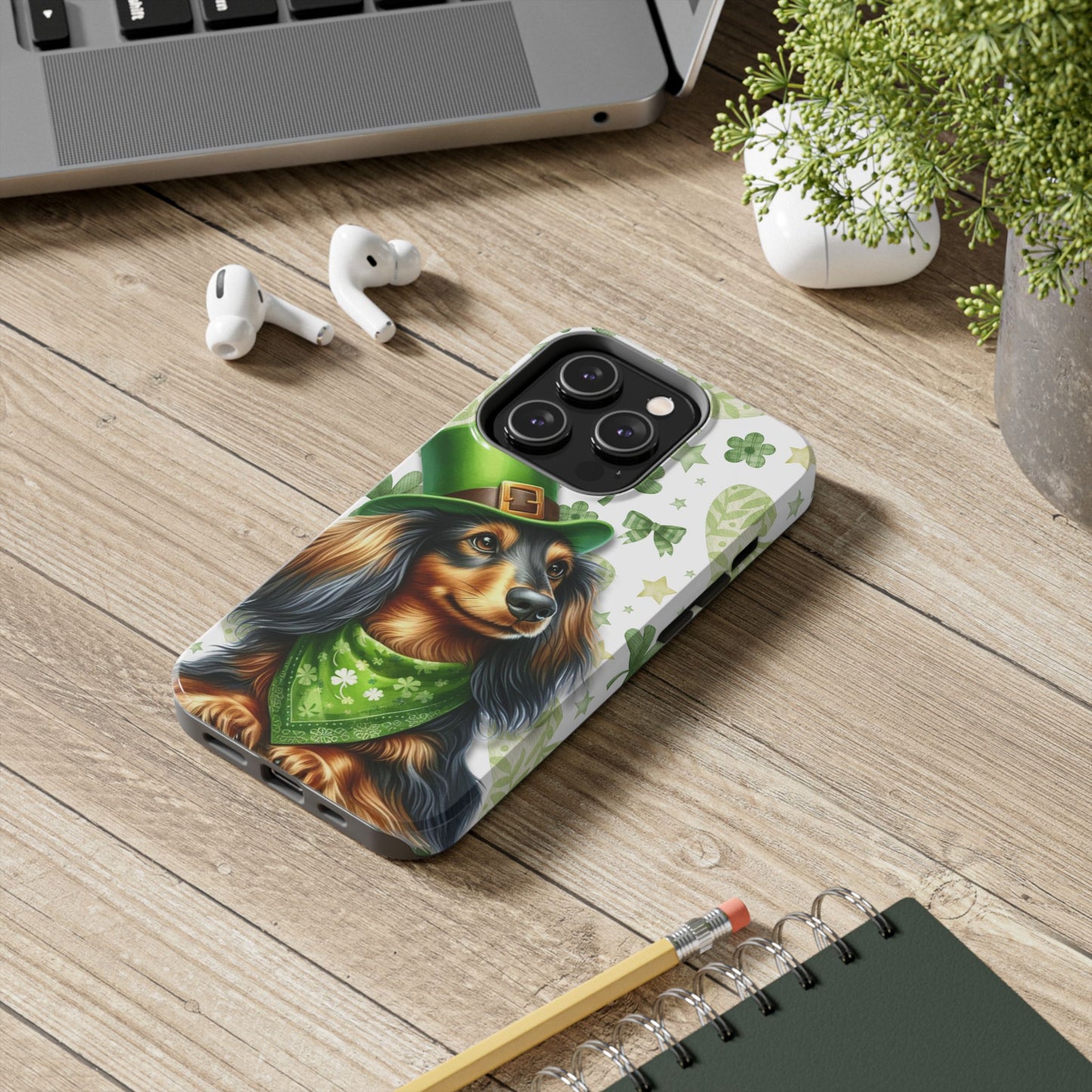 St Patricks Cute Dachshund Phone Case Dog Lover Gift Tough Phone Cover Patty
