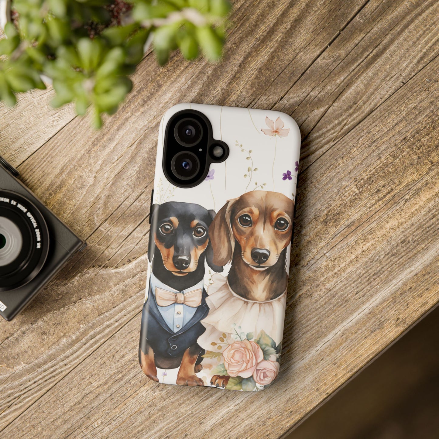 Wedding Dachshund Dog Phone Case - Bridal Gift Flower Girl Apple Pixel Galaxy