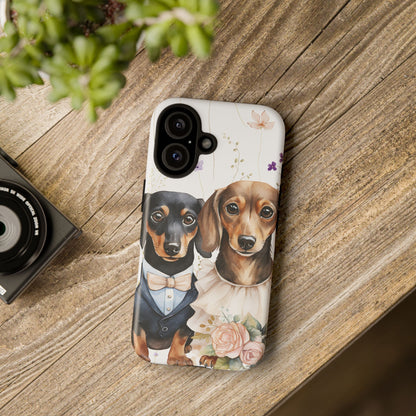 Wedding Dachshund Dog Phone Case - Bridal Gift Flower Girl Apple Pixel Galaxy
