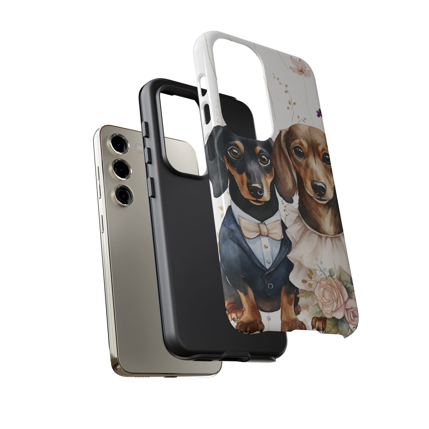 Wedding Dachshund Dog Phone Case - Bridal Gift Flower Girl Apple Pixel Galaxy
