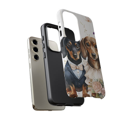 Wedding Dachshund Dog Phone Case - Bridal Gift Flower Girl Apple Pixel Galaxy