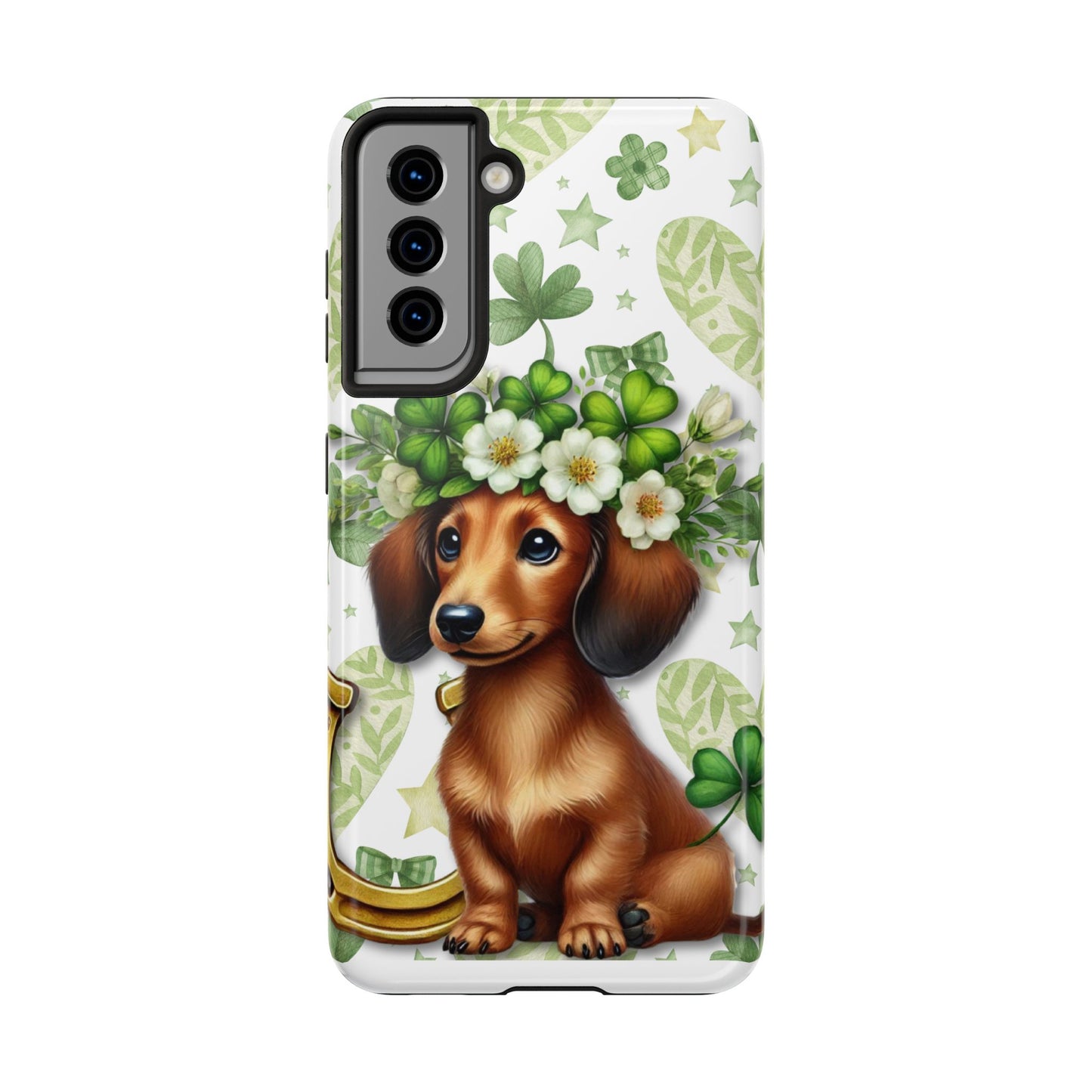 St Patricks Cute Dachshund Phone Case Dog Lover Gift Tough Phone Cover Patty
