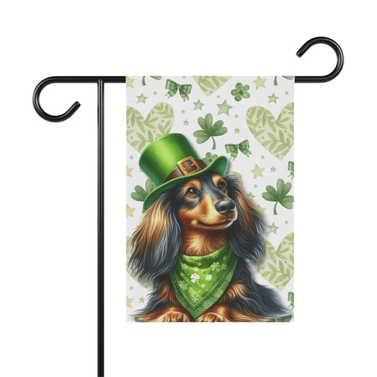 St Patricks Spring Garden Flag Dog Mom Banner Home Decor Dachshund Patty Day