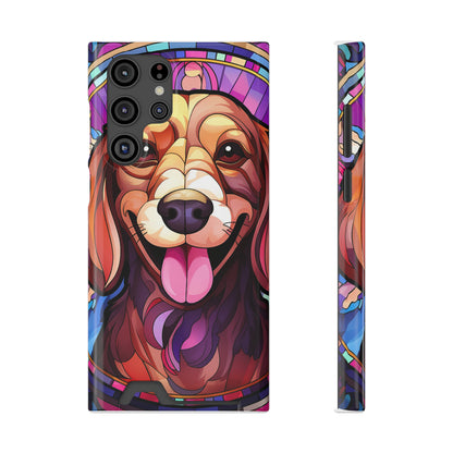 Stained Glass Dachshund Phone Case, Trendy Wallet Case for Dog Lovers, Cute Card Holder Cover