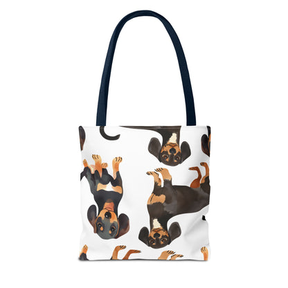 Black and Tan Dachshund Puppy Tote Bag Bright and Cheerful Weiner Doxie Patterned