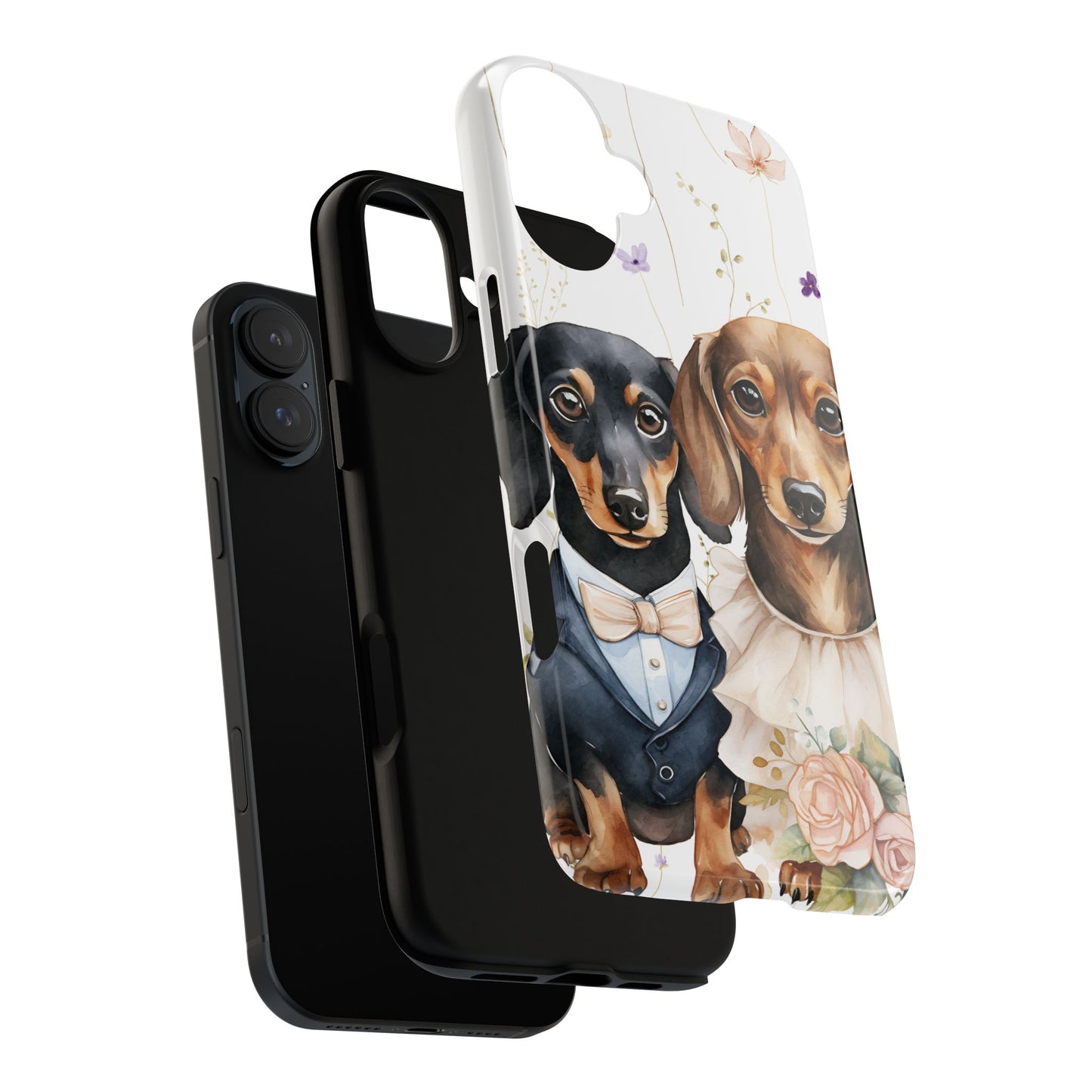 Wedding Dachshund Dog Phone Case - Bridal Gift Flower Girl Apple Pixel Galaxy