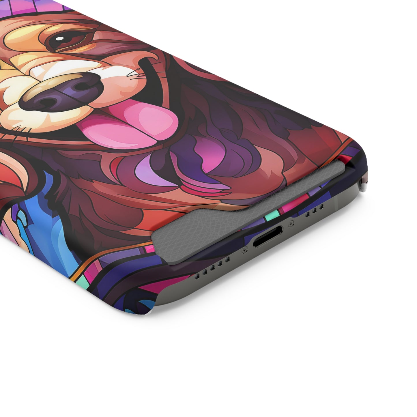 Stained Glass Dachshund Phone Case, Trendy Wallet Case for Dog Lovers, Cute Card Holder Cover