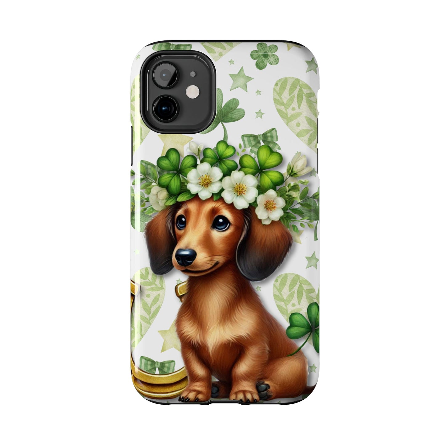 St Patricks Cute Dachshund Phone Case Dog Lover Gift Tough Phone Cover Patty