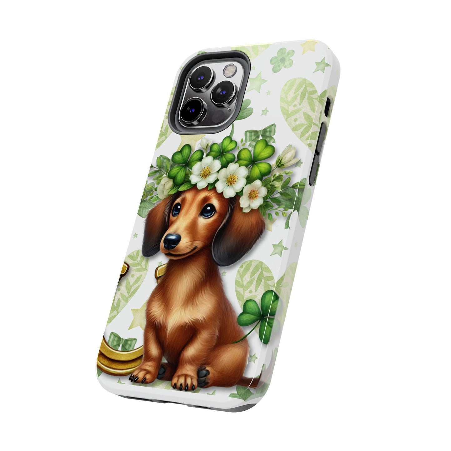 St Patricks Cute Dachshund Phone Case Dog Lover Gift Tough Phone Cover Patty