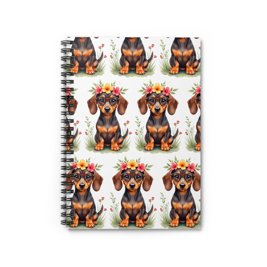 Fun Patterned Dachshund Spiral Notebook Pet Journal, Dog Lover Gift