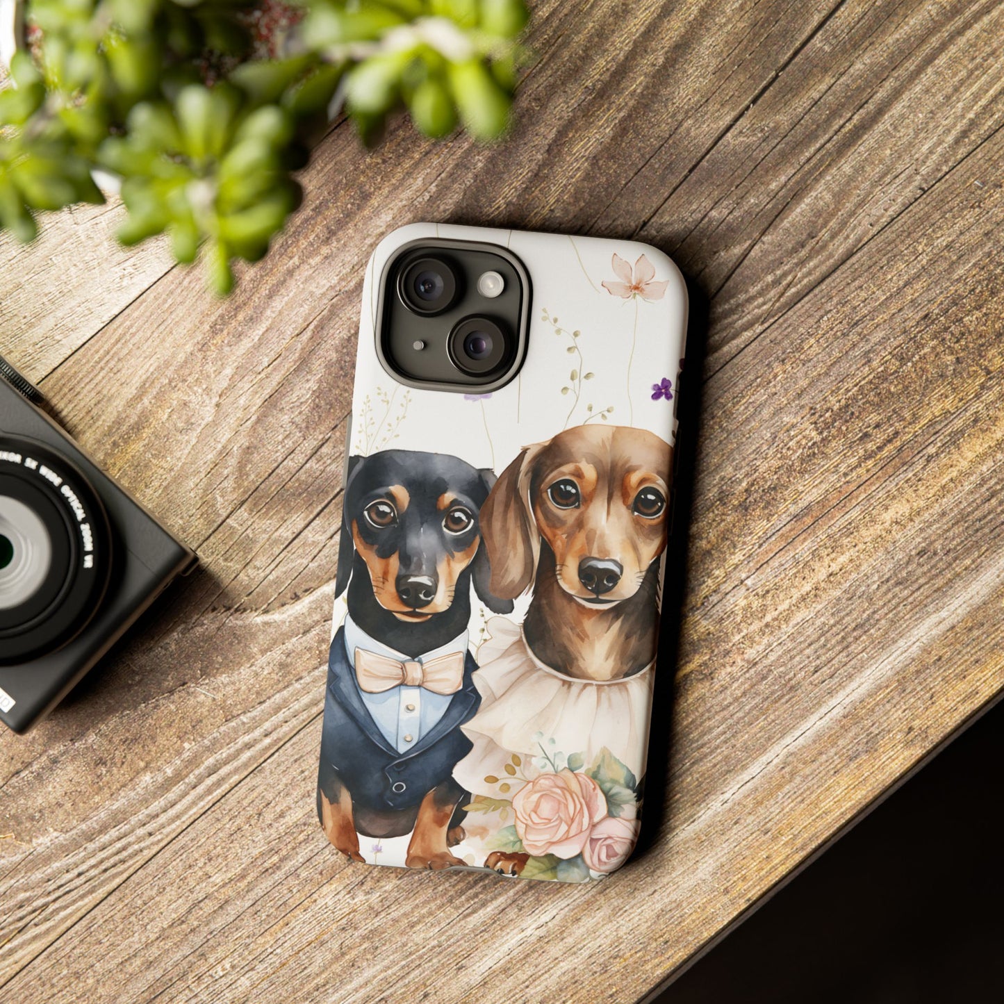 Wedding Dachshund Dog Phone Case - Bridal Gift Flower Girl Apple Pixel Galaxy