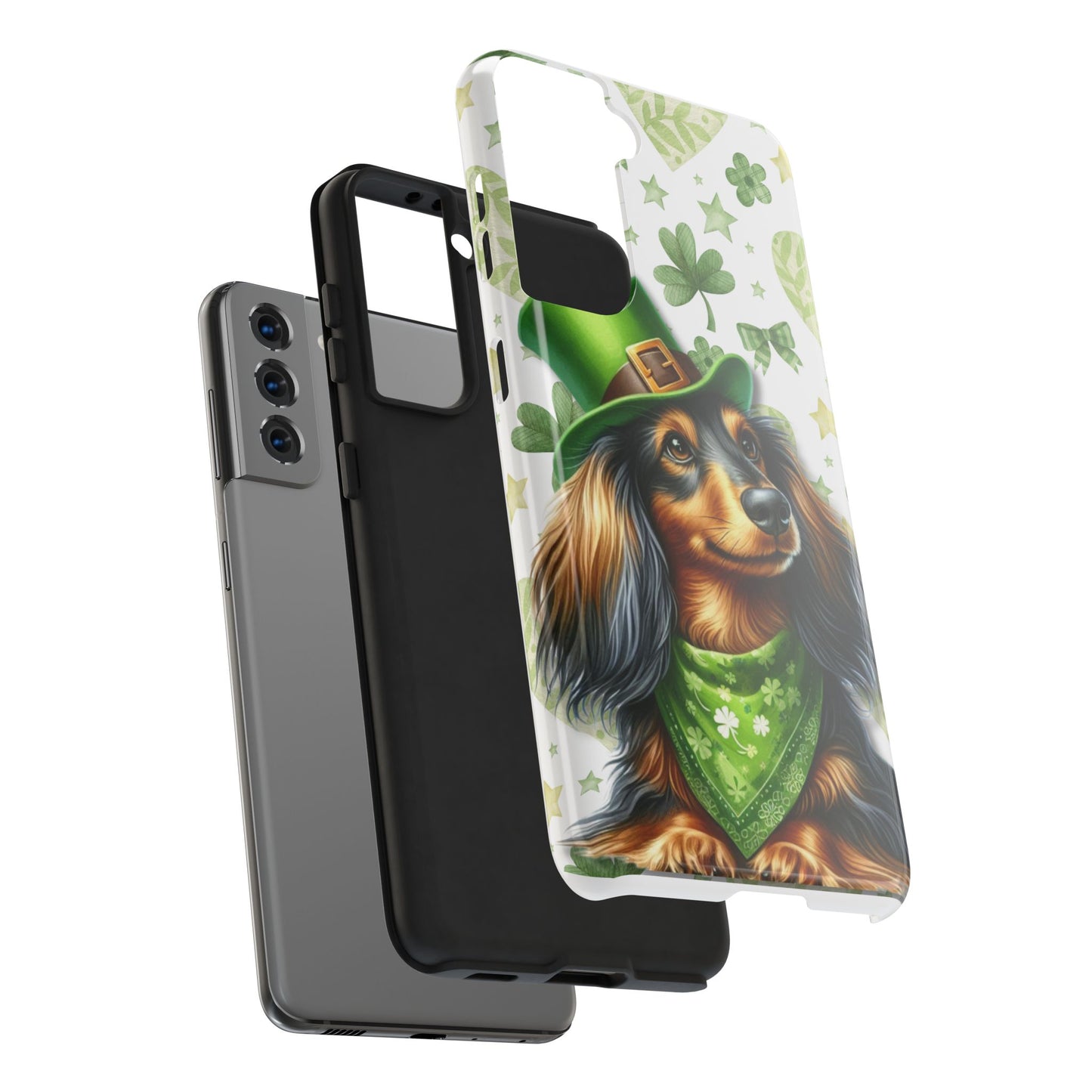 St Patricks Cute Dachshund Phone Case Dog Lover Gift Tough Phone Cover Patty