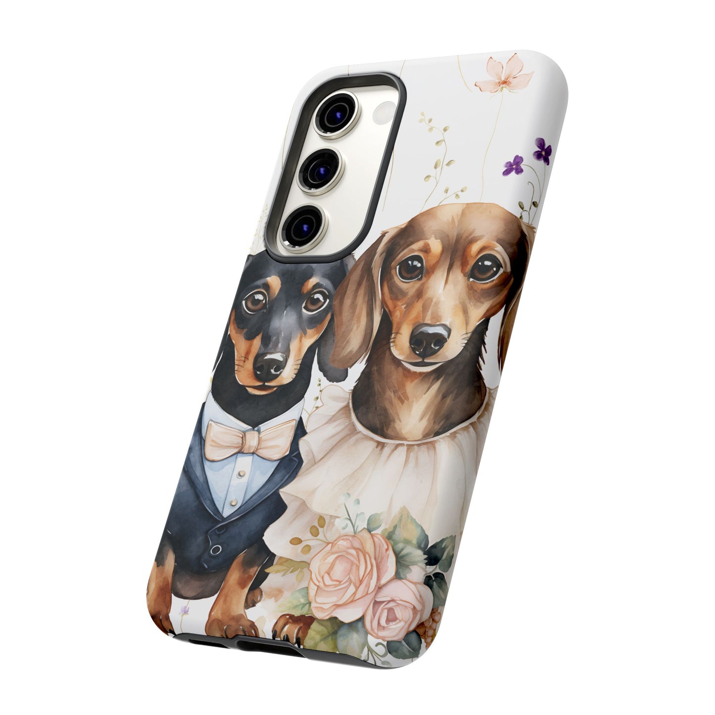 Wedding Dachshund Dog Phone Case - Bridal Gift Flower Girl Apple Pixel Galaxy