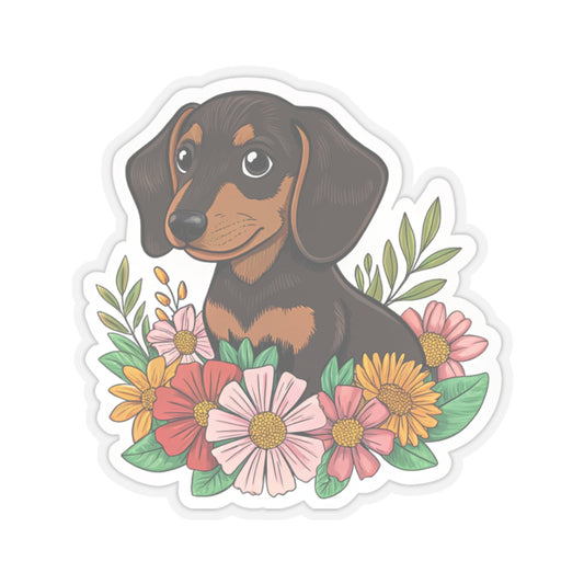 Dachshund Floral Kiss-Cut Stickers, Dog Lover Decor, Laptop Stickers