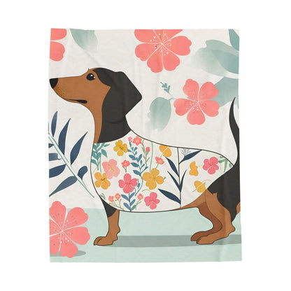 Baby Dachshund Blanket, Cozy Throw, Dog Lover Gift, Animal Print Bedding, Weiner Dog