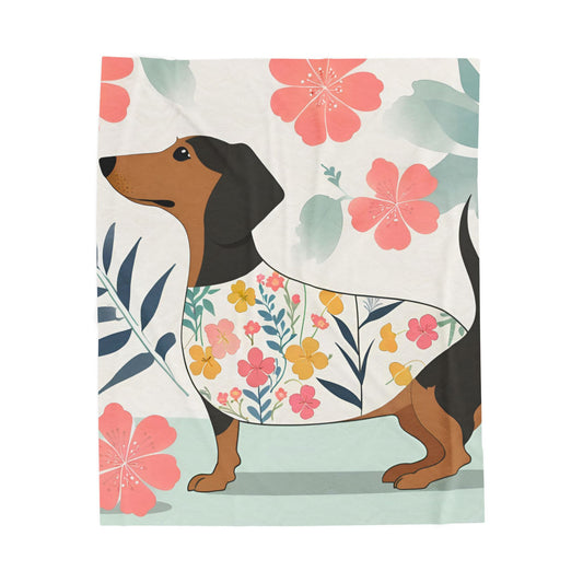 Baby Dachshund Blanket, Cozy Throw, Dog Lover Gift, Animal Print Bedding, Weiner Dog