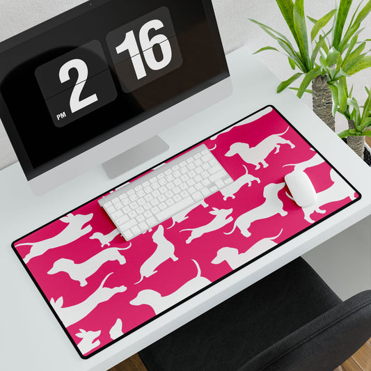 Pink Dachshund Desk Mat
