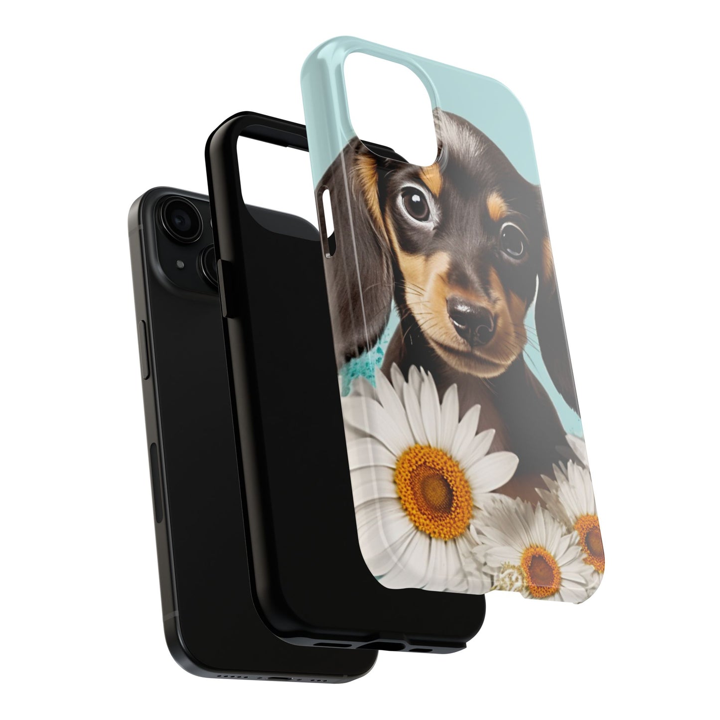 Adorable Puppy Bright Colorful Dachshund iPhone 15 Tough Phone Cases