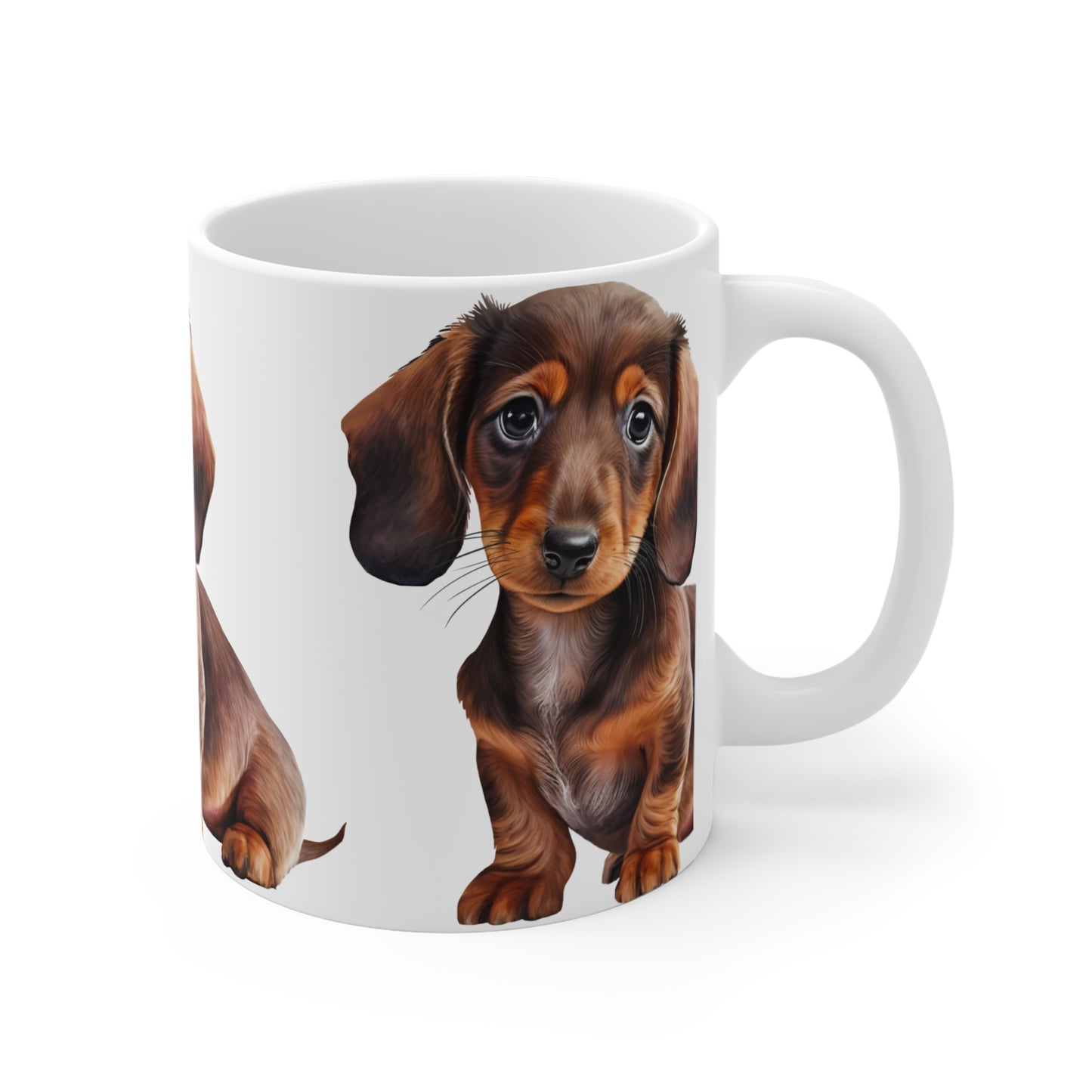 Chocolate Dachshund Puppy Mug, Cute Dog Lover Gift, Fun Coffee Cup Weiner Dog