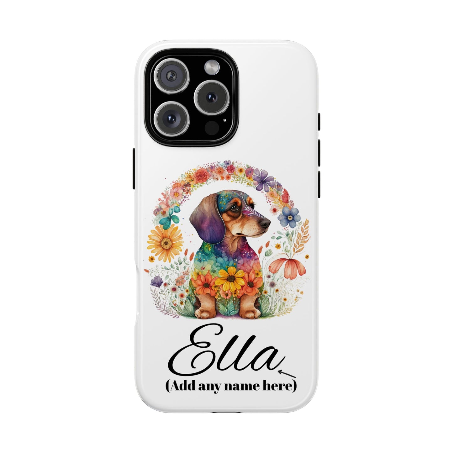 Personalized Dachshund Case for Pet Lovers Floral Phone Case Custom Name Phone