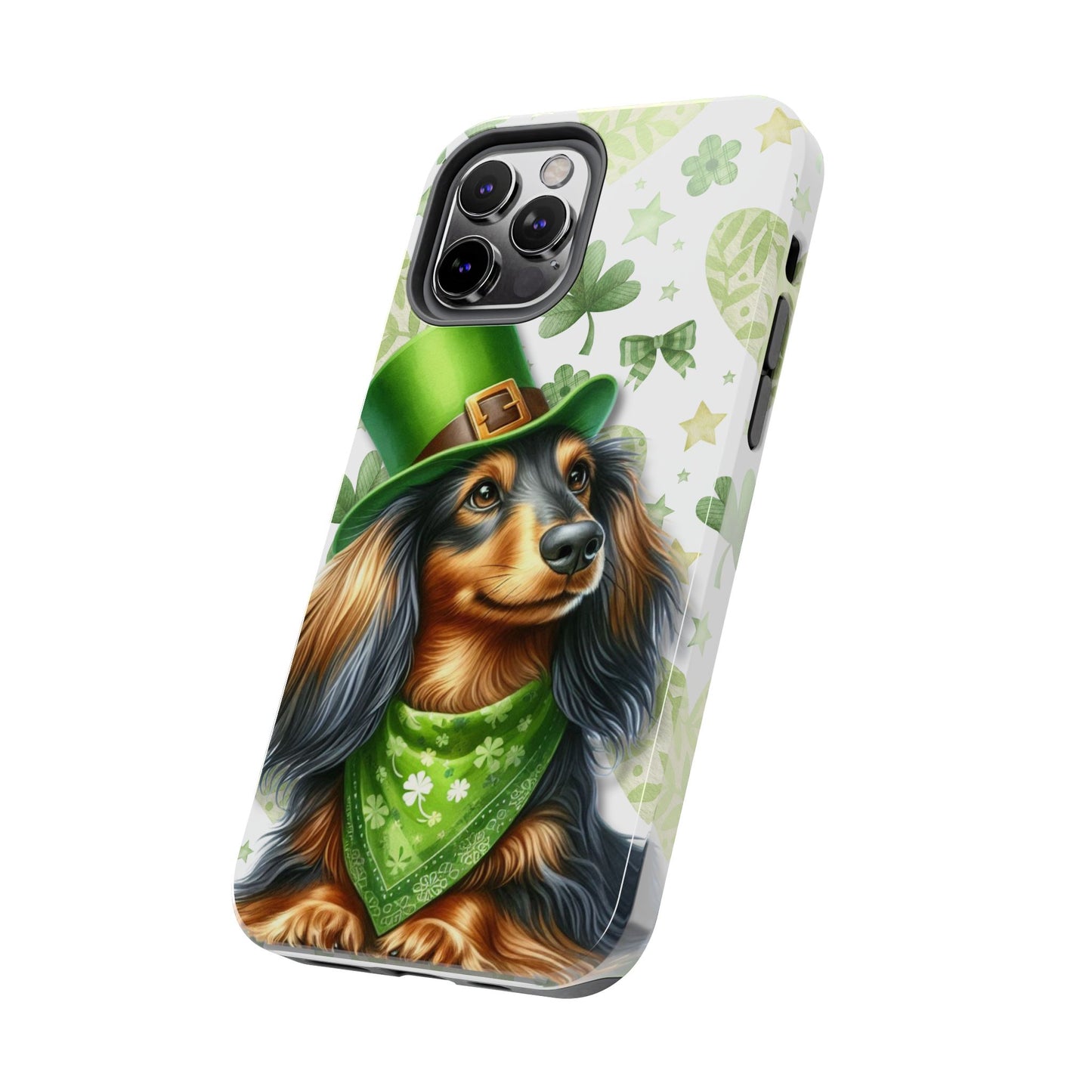 St Patricks Cute Dachshund Phone Case Dog Lover Gift Tough Phone Cover Patty