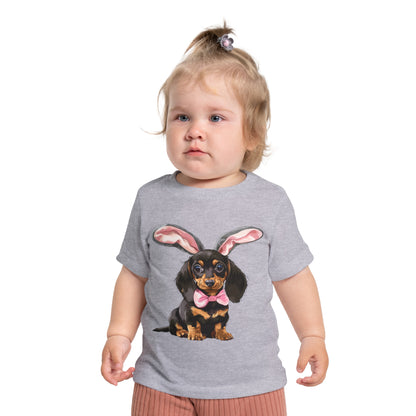 Easter Girl Puppy Baby T-Shirt, Cute Dog Doxie Toddler Dachshund