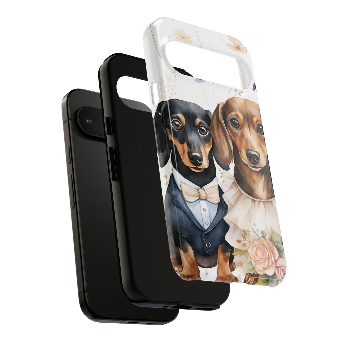 Wedding Dachshund Dog Phone Case - Bridal Gift Flower Girl Apple Pixel Galaxy
