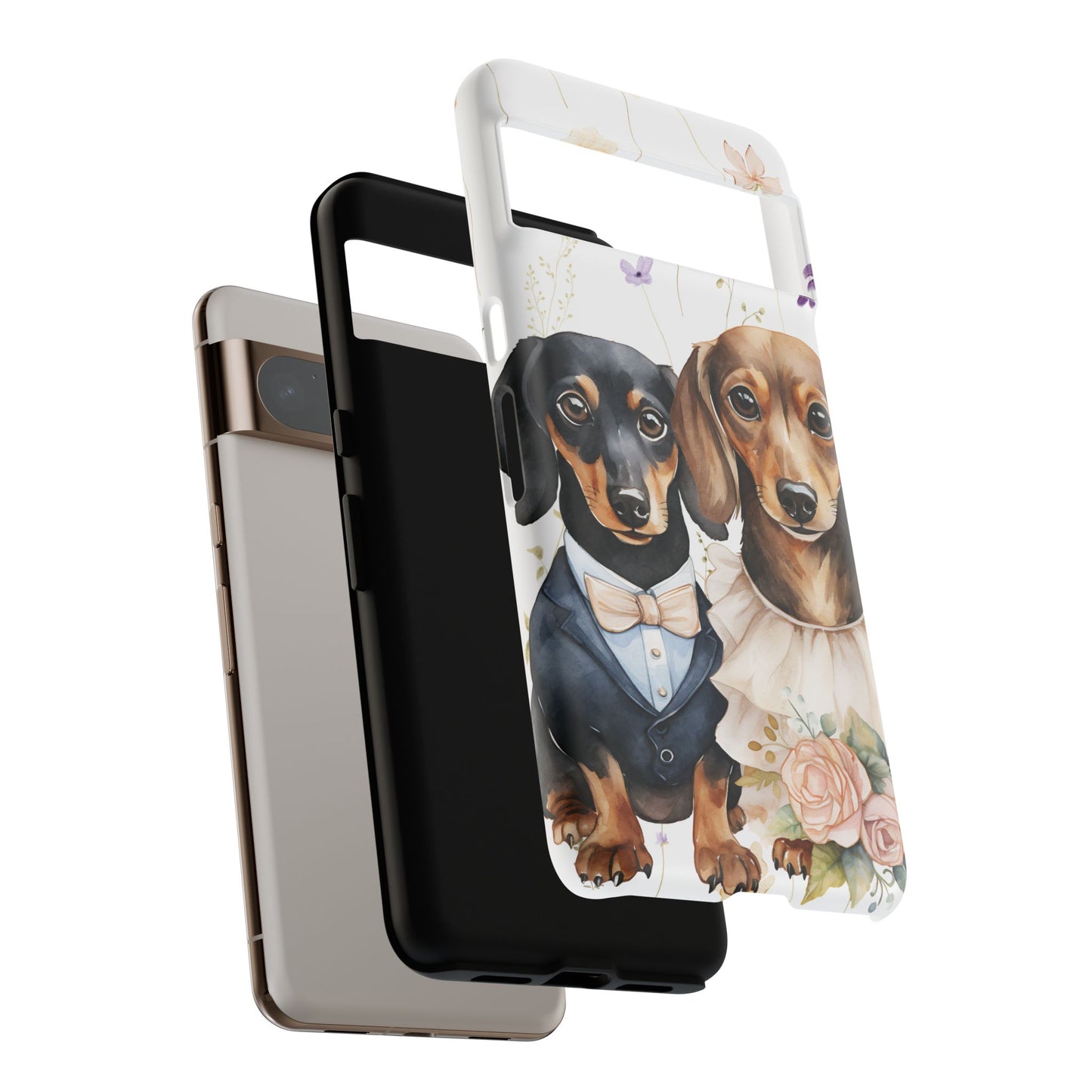 Wedding Dachshund Dog Phone Case - Bridal Gift Flower Girl Apple Pixel Galaxy