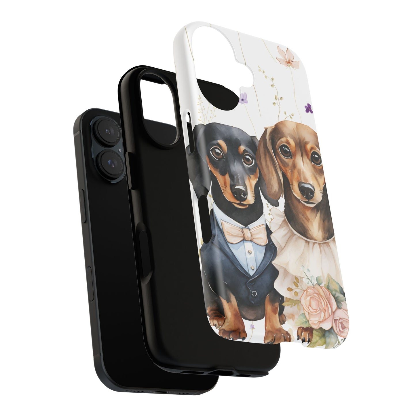 Wedding Dachshund Dog Phone Case - Bridal Gift Flower Girl Apple Pixel Galaxy