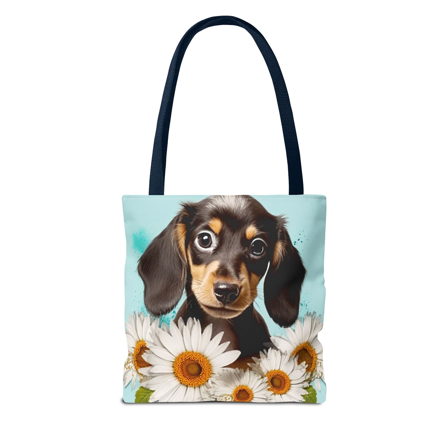 Adorable Black and Tan Dachshund Puppy Tote Bag Bright and Cheerful Weiner