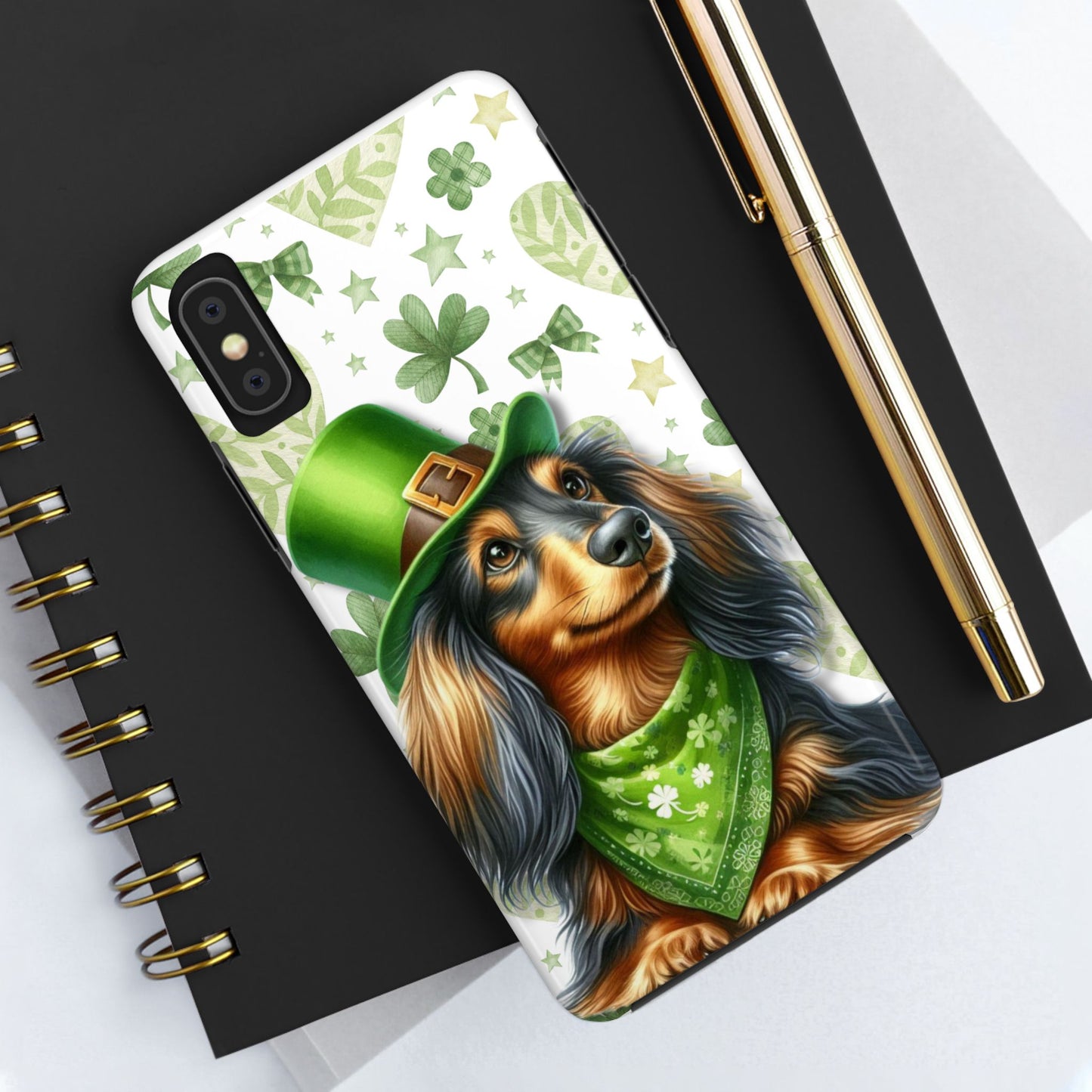 St Patricks Cute Dachshund Phone Case Dog Lover Gift Tough Phone Cover Patty