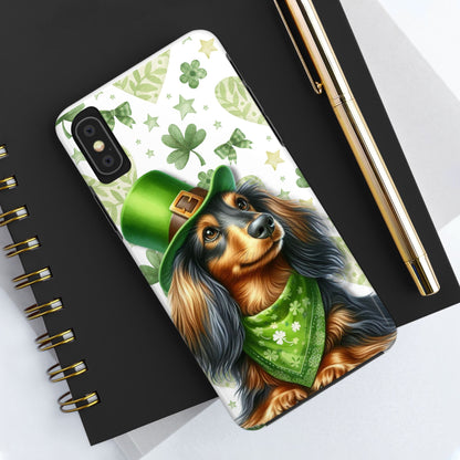 St Patricks Cute Dachshund Phone Case Dog Lover Gift Tough Phone Cover Patty